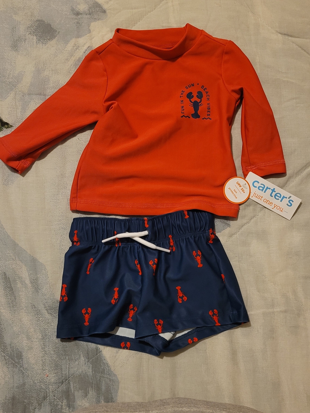 Carter's Red & Navy Lobster Rashguard Set